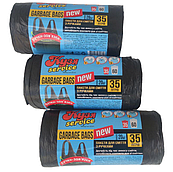 Сміттєві пакети міцні КУЗЯ SERVICE 35 літрів з ручками (20 шт/уп) 50*69 см, щільність 17.5 мкм