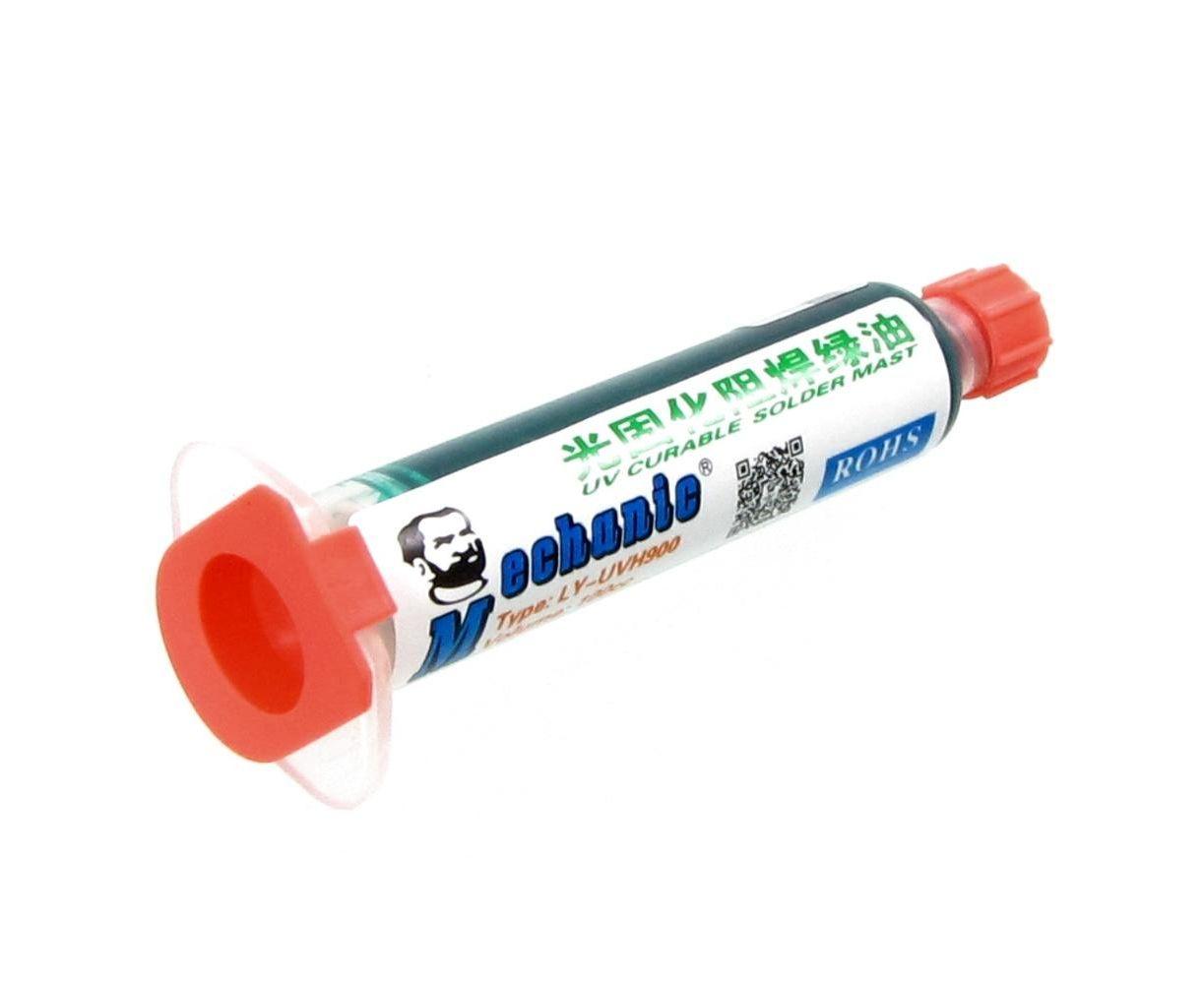 Лак ізоляційний MECHANIC LY-UVH900, зелений, шприц, 10 ml