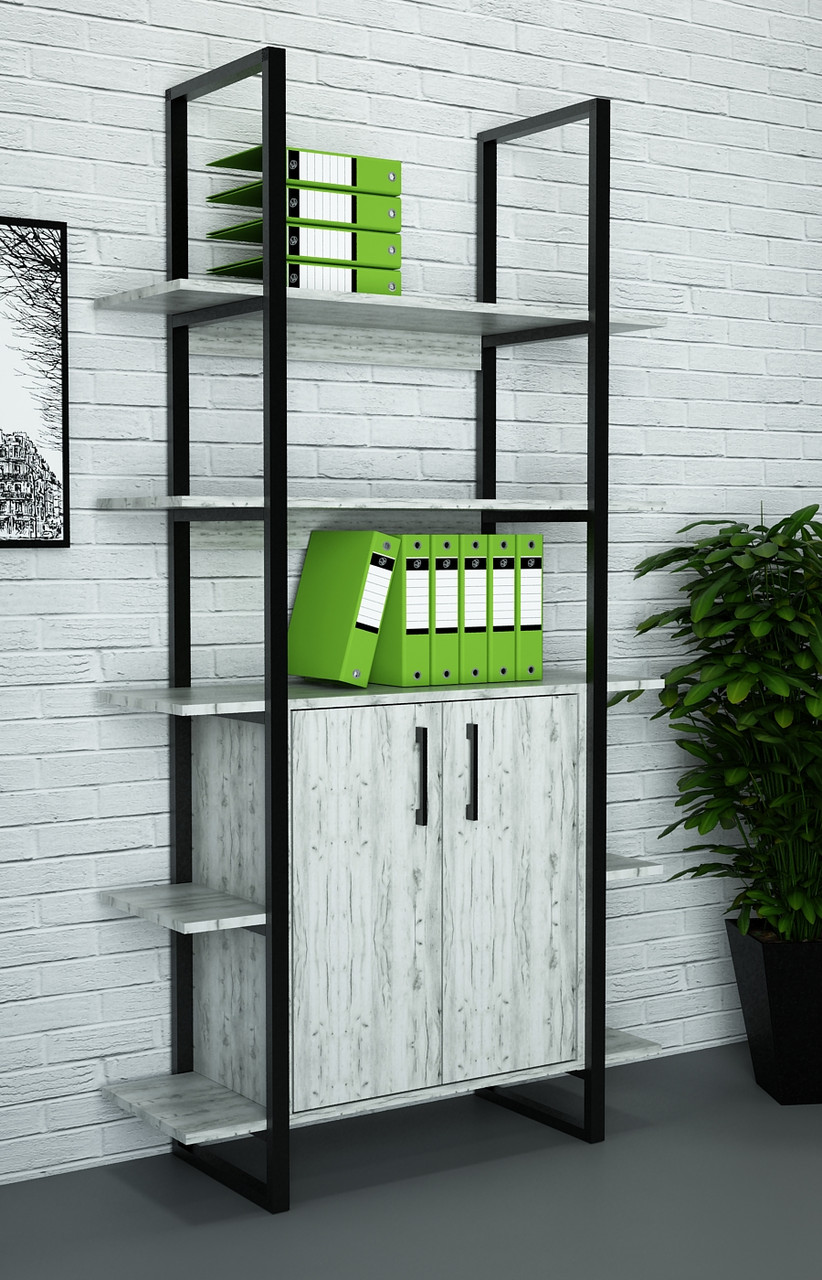 Стелаж для документів ЛОФТ 110х40х190 см. СЛА-3А Дуб крафт білий, фото 1