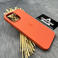 Чехол Silicone case с Magsafe для Iphone 13 Pro Max с анимацией без швов закрытым низом Оранжевый (Nectarine)