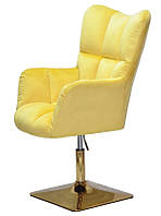 Мягкое Лаунж кресло Oliver 4 GD-Base желтый В-1027 золотая квадратная опора, с регулировкой высоты