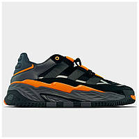 Мужские кроссовки Adidas Niteball Black Orange Grey, черные кроссовки адидас найтбол