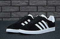 Мужские / женские кроссовки Adidas Gazelle black, унисекс черно-белые замшевые кроссовки адидас газели газель