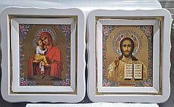 Ікони для вінчання молодих, вінчальна пара Спаситель і Пр.Богородиця Почаївська 24х21см