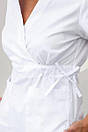 Хірургічний костюм медичний жіночий білий із штанами через голову, фото 3
