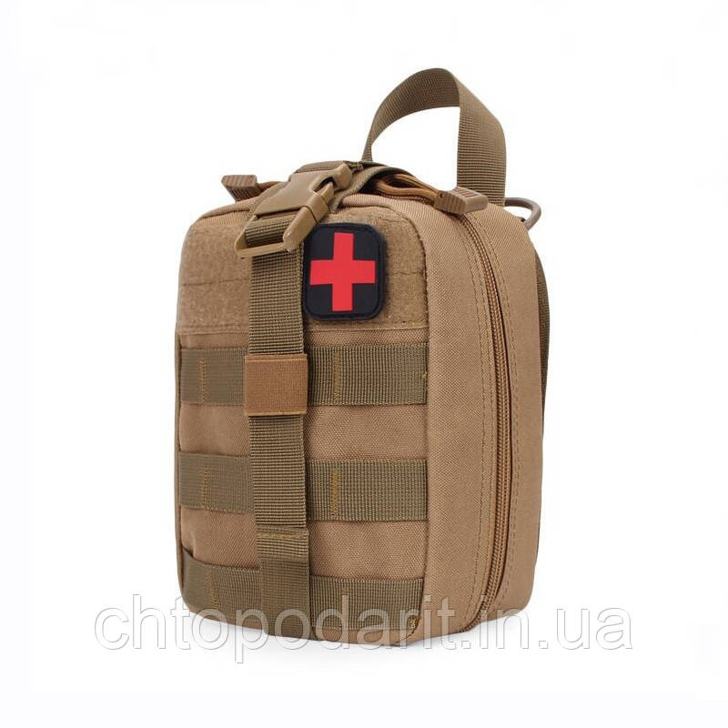 Аптечка армійська, підсумок зі скиданням, тактична поясна сумка з системою молле колір пісочний  код 54-0004