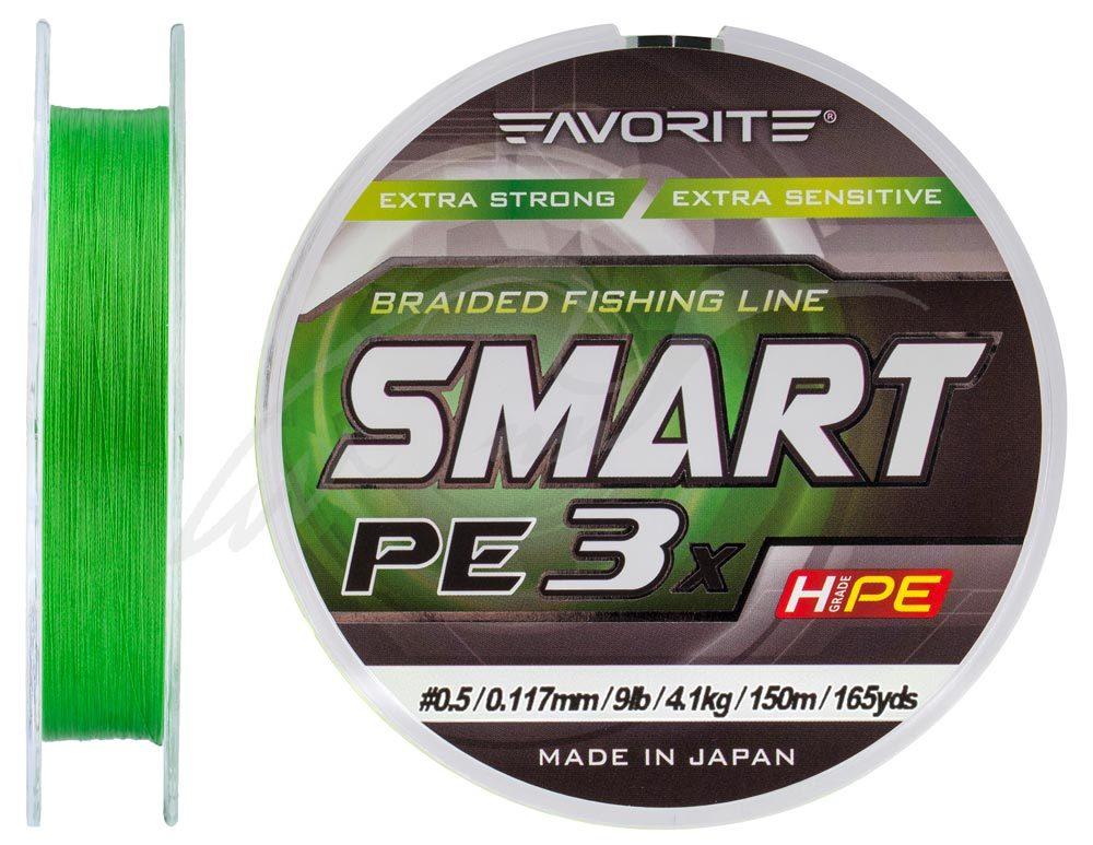 Шнур Favorite Smart PE 3x 150м (l.green) #0.5/0.117mm 9lb/4.1kg