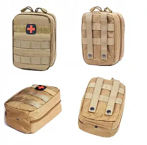 Аптечка армійська, підсумок зі скиданням, тактична поясна сумка з системою молле колір пісочний  код 54-0005
