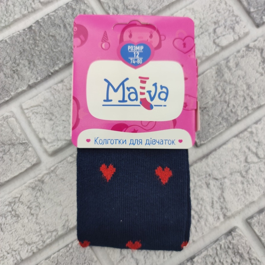 Колготки дитячі демісезонні Серце для дівчаток MALVA 405 Теркурій р12(74-80) темно-сині 20022396