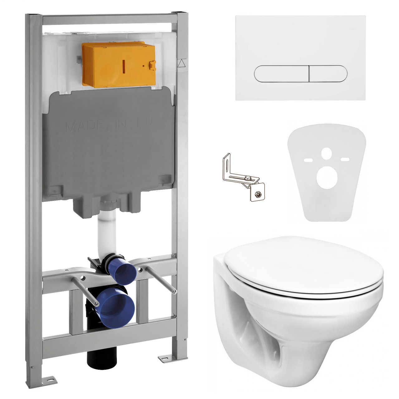 Комплект: IDOL унітаз підвісного сидіння м'яке + VOLLE MASTER комплект інсталяції 4 в 1, біла клавіша (укр.), фото 1