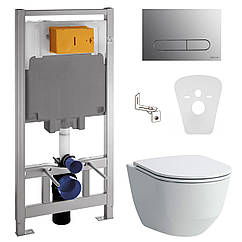 Комплект: PRO Rimless унітаз підвісний, із сидінням Slim + VOLLE MASTER інсталяція для унітаза 4в1 (інст.,
