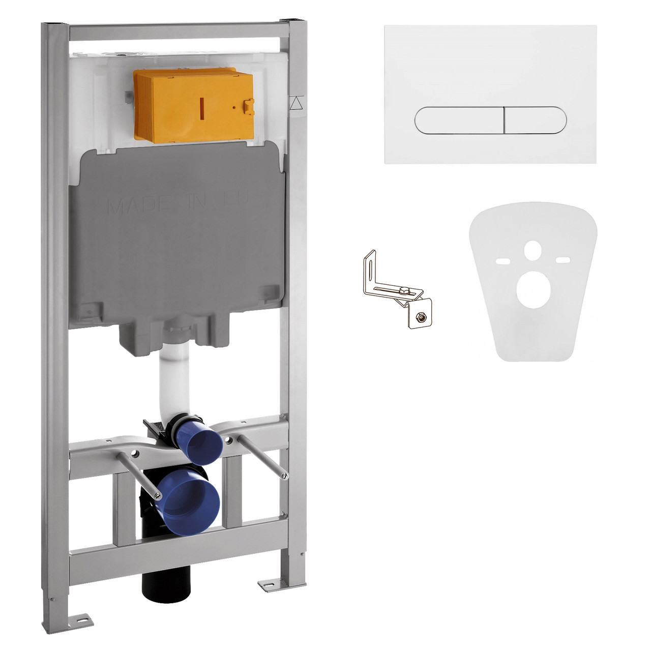 VOLLE MASTER комплект інсталяції для унитаза 4в1 (інсталяція, кріплення, прокладка, клавіша VENTO blanco), фото 1