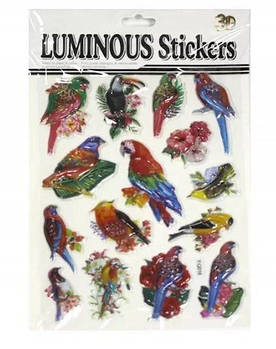 Наклейка пластикова рельєфна флуоресцентна Папуги Y-Q016 G-Rich