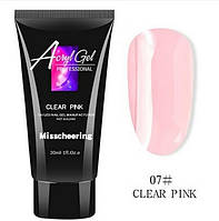 Полигель (акригель) для наращивания ногтей CLEAR PINK 30мл