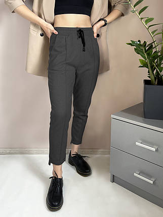 Штани жіночі зимові з начосом зі щільного трикотажу Темно-сірий XL, фото 1