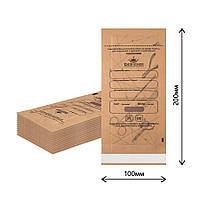 Крафт-пакеты ДИЗАЙНЕР Профессионал для воздушной и паровой стерилизации с индикатором (100 шт./уп) 100 на 200 коричневые
