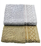 Набор полотенец 2 шт (Махра) | Полотенца для лица и рук "Пастель" | Серый, песочный, 50х100 см