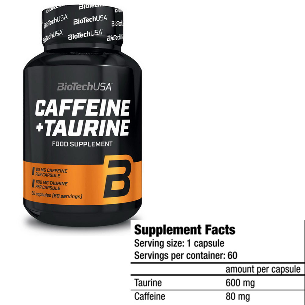 Енергетик BioTech Caffeine + Taurine 60 капсул