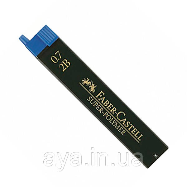 Грифель для механического карандаша Faber-Castell Super-Polymer 2В (0,7 мм), 12 штук в пенале, 120702