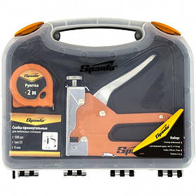 Набір: степлер меблевий регульований, скобі 500 шт, рулетка 2 м, тип скобі 53, 6-14 мм, SPARTA