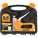 Набір: степлер меблевий регульований, скобі 500 шт, рулетка 2 м, тип скобі 53, 6-14 мм, SPARTA, фото 2