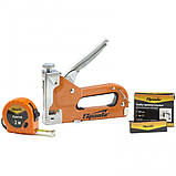 Набір: степлер меблевий регульований, скобі 500 шт, рулетка 2 м, тип скобі 53, 6-14 мм, SPARTA, фото 3