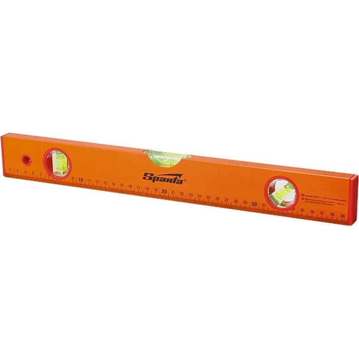 Рівень алюмінієвий 1000 мм, 3 вічка, лінійка, жовтий SPARTA, фото 1