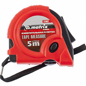Рулетка Rubber 5 м х 19 мм, прогумований корпус, MTX