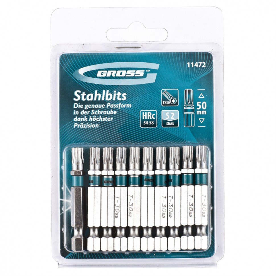 Набір біт TORX 30х50, сталь S2, 10 шт GROSS