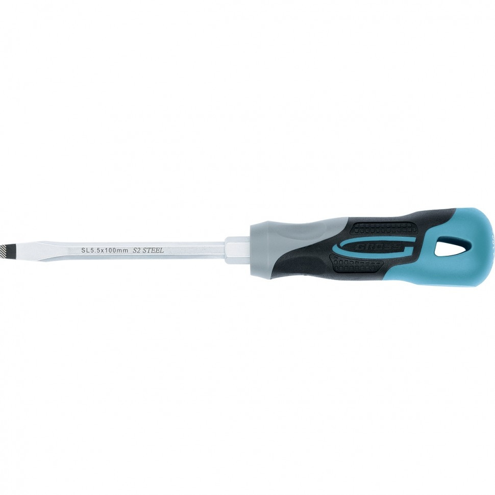 Викрутка SL5.5 x 100 мм, S2, трикомпонентна рукоятка, GROSS, фото 1