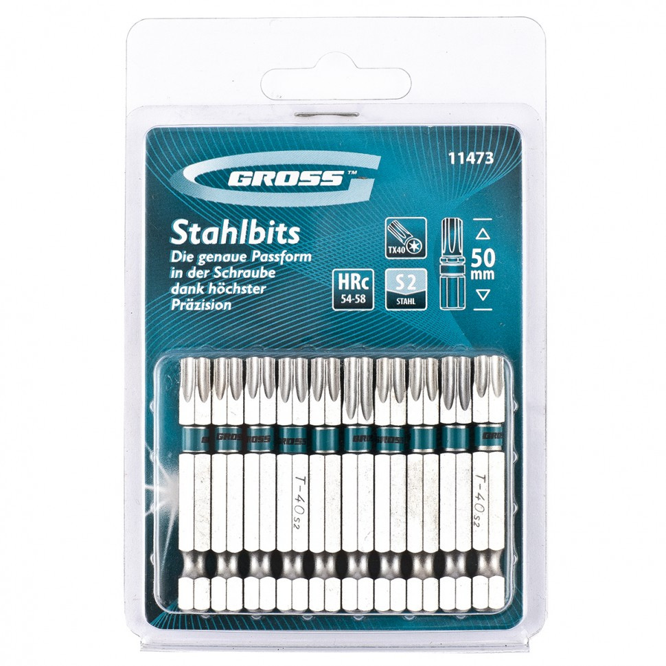 Набір біт TORX 40х50, сталь S2, 10 шт GROSS