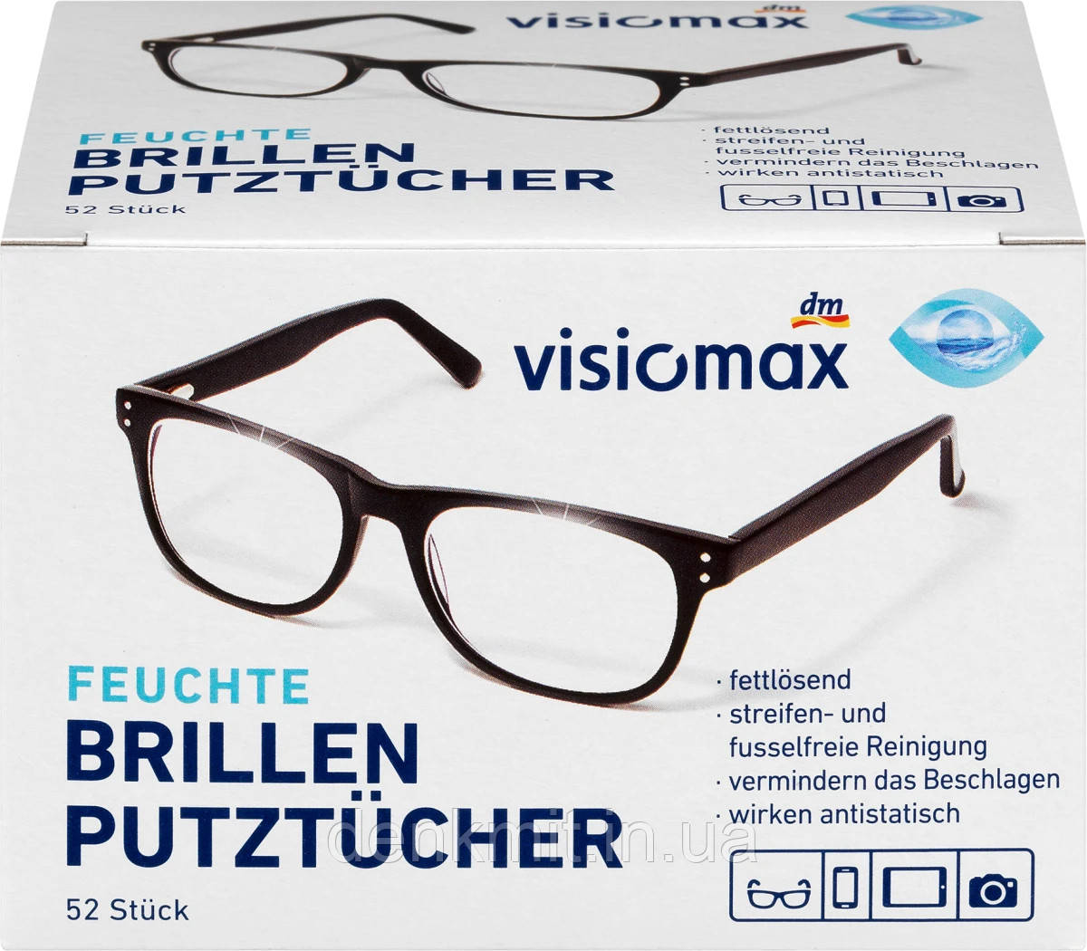 Чистячі серветки для окулярів VISIOMAX Brillenputztücher, 52 st.