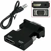 Конвертер HDMI to VGA с аудио, SP, с HDMI на VGA OUT Black с звуком, Хорошее качество, адаптер, переходник,