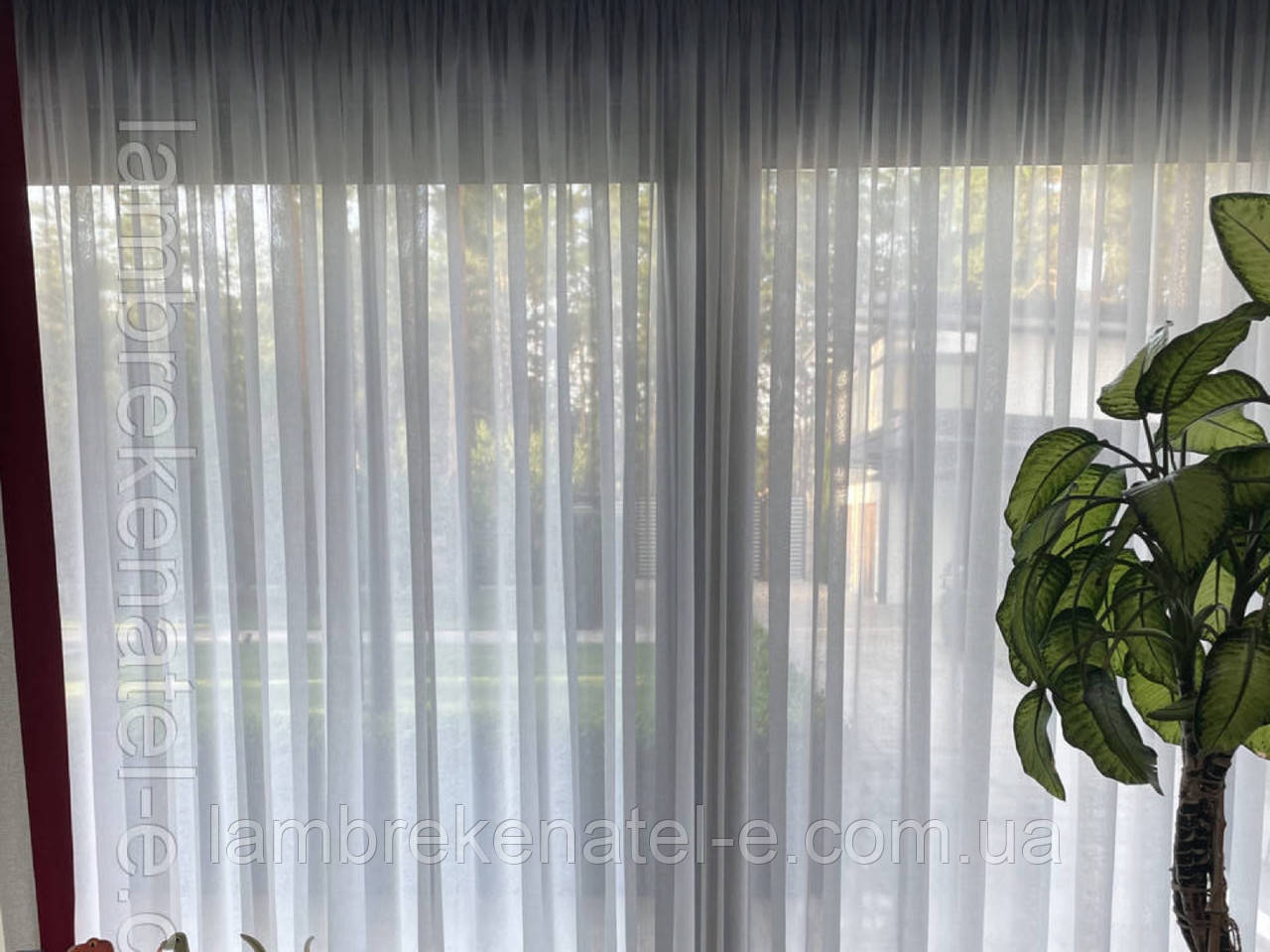 Готова тюль в зал льон кольору білого 6,15м/2,32 м, фото 1