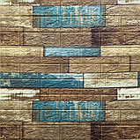 Самоклеюча 3D панель, декоративні стінові 3Д панелі під цеглу, Синє дерево, фото 2
