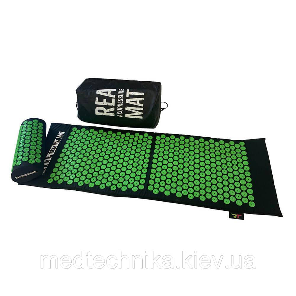 Акупунктурний масажний килимок з подушкою, довгий, салатовий, фото 1