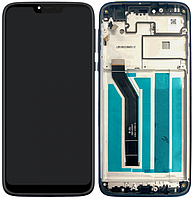 Дисплей модуль тачскрин Motorola XT1955-5-6 Moto G7 Power черный USA Version 156mm в рамке синего цвета Marine