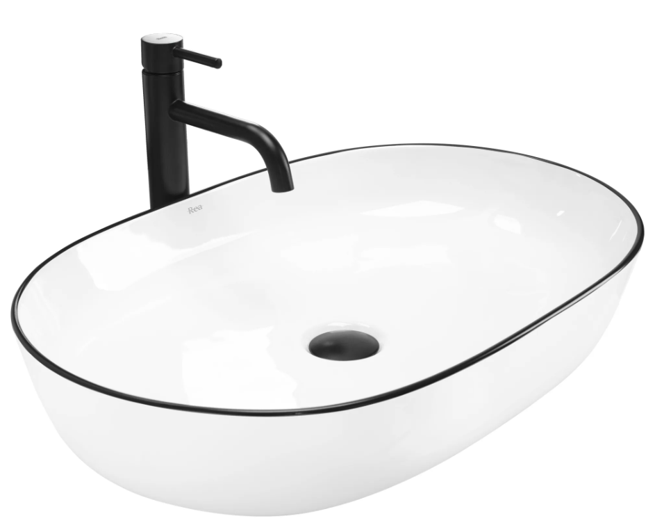 Умивальник (раковина) REA CLEO 61 WHITE BLACK EDGE накладний