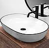 Умивальник (раковина) REA CLEO 61 WHITE BLACK EDGE накладний, фото 6