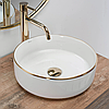 Умивальник (раковина) REA SAMI GOLD EDGE накладний білий *, фото 3