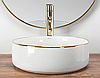 Умивальник (раковина) REA SAMI GOLD EDGE накладний білий *, фото 5