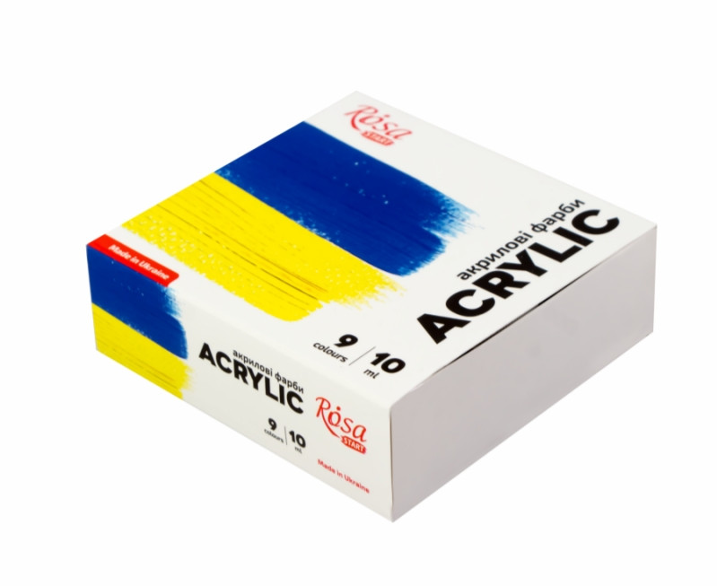 Набір акрилових фарб Ukraine 9 кольорів по 10 мл Rosa Start, 322111008, фото 1