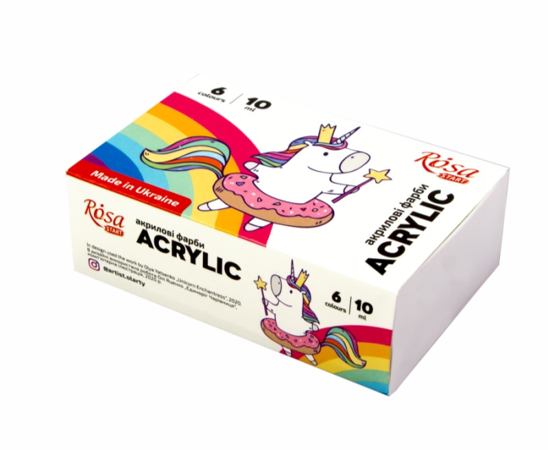Набір акрилових фарб Unicorn 6 кольорів по 10 мл Rosa Start, 322111004, фото 1