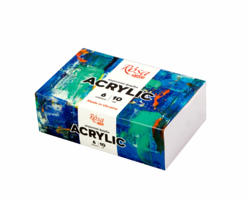 Набір акрилових фарб Color 6 кольорів по 10 мл Rosa Start, 322111001, фото 1