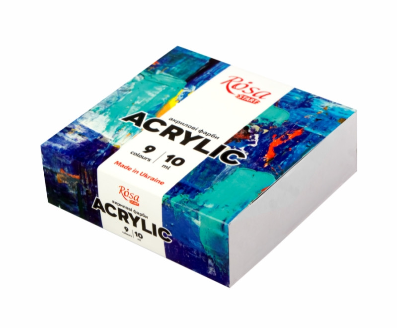 Набір акрилових фарб Color 9 кольорів по 10 мл Rosa Start, 322111002, фото 1
