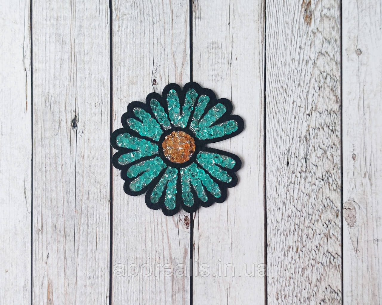 Термоаплікації на одяг "Ромашка блакитна" 6*6 см. 1 шт, фото 1