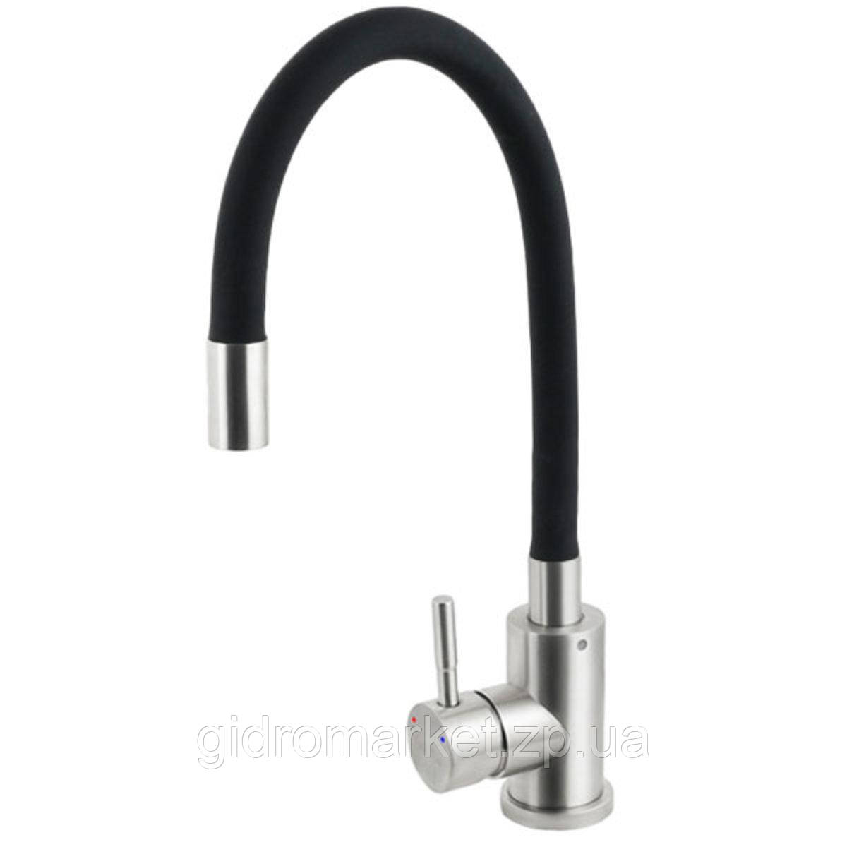 VENTA VS452SB Black Змішувач для кухні з гнучким ЧОРНИМ силіконовим виливом Неіржавка (VA3008E)