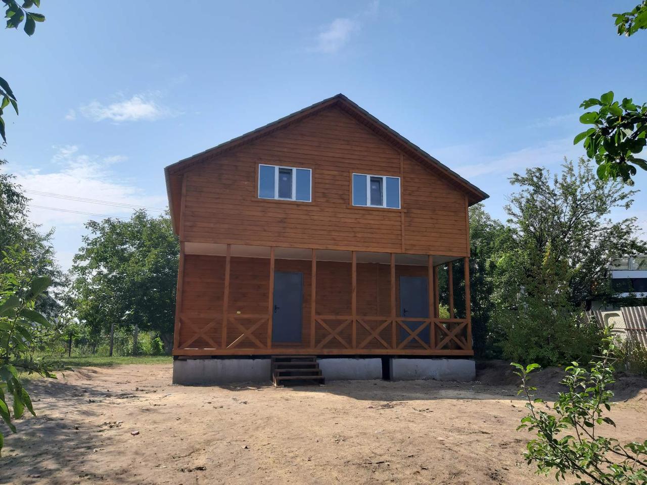 Двоповерховий каркасний будинок 8*8 м терасою