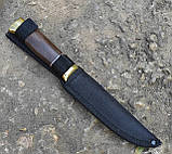 Ніж нескладний Мисливець, 65Х13, дерево\латунь, фото 4