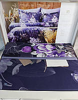 Ексклюзивна постільна білизна, євро розмір, фіолетова з квітами, Туреччина